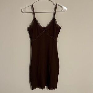 H&M Chocolate brown lace-trim cami dress by Divided (H&M) - Size S